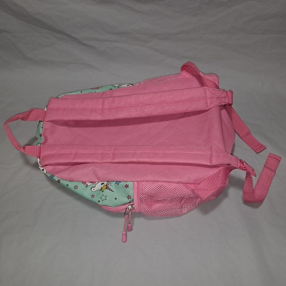 Unicorn 🦄 Backpack Girl's 15-inch Pink and Green 4 Compartments Back to School - Picture 6 of 10